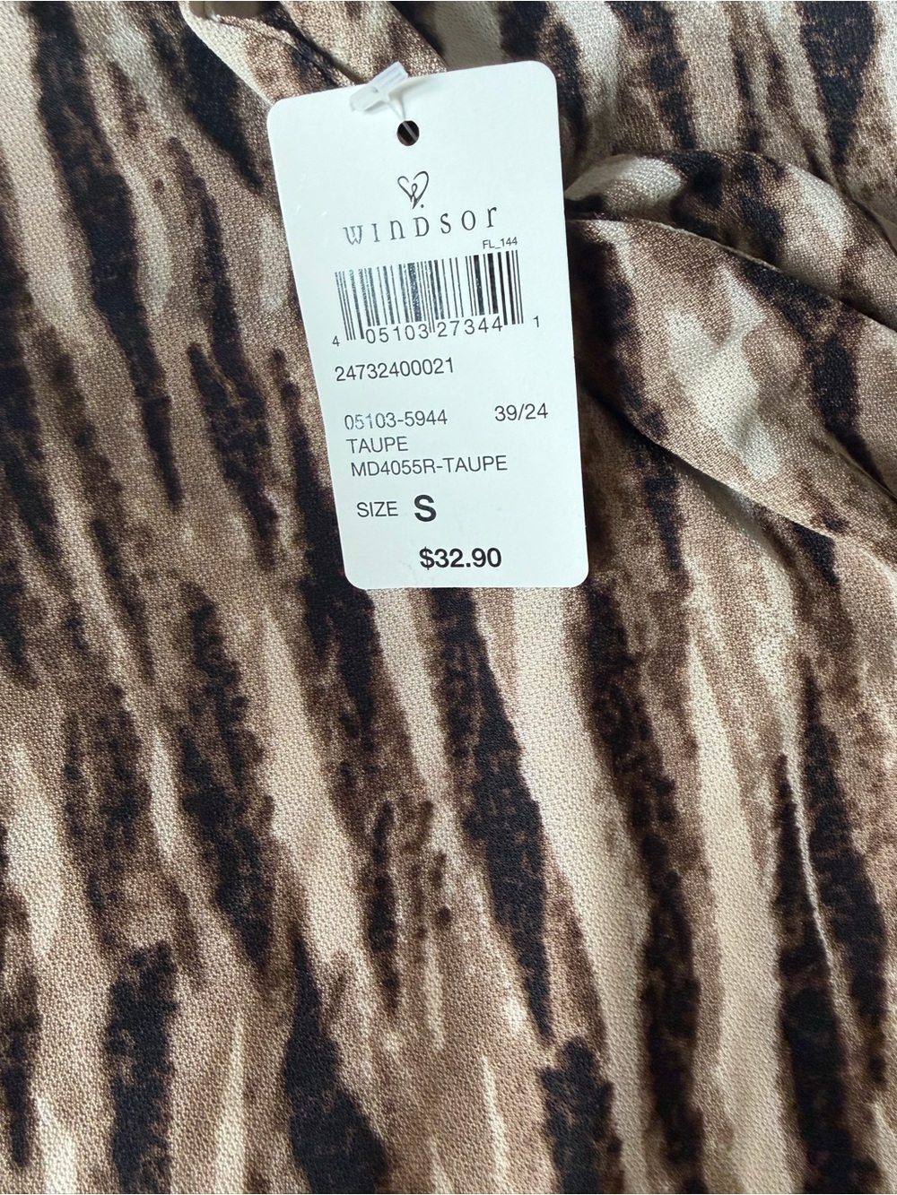 Windsor Zebra-Stripe Slip Dress in Brown and Black - Picture 3 of 3